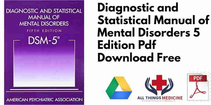 Diagnostic and Statistical Manual of Mental Disorders 5 Edition PDF