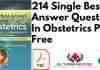 214 Single Best Answer Questions In Obstetrics PDF